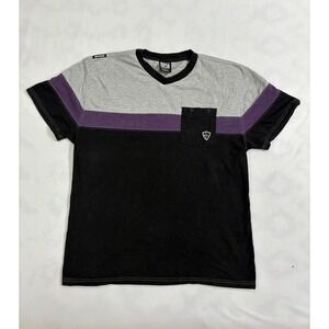 Enyce Colorblock T-Shirt Men's L Black Gray Purple Pocket Streetwear NYC